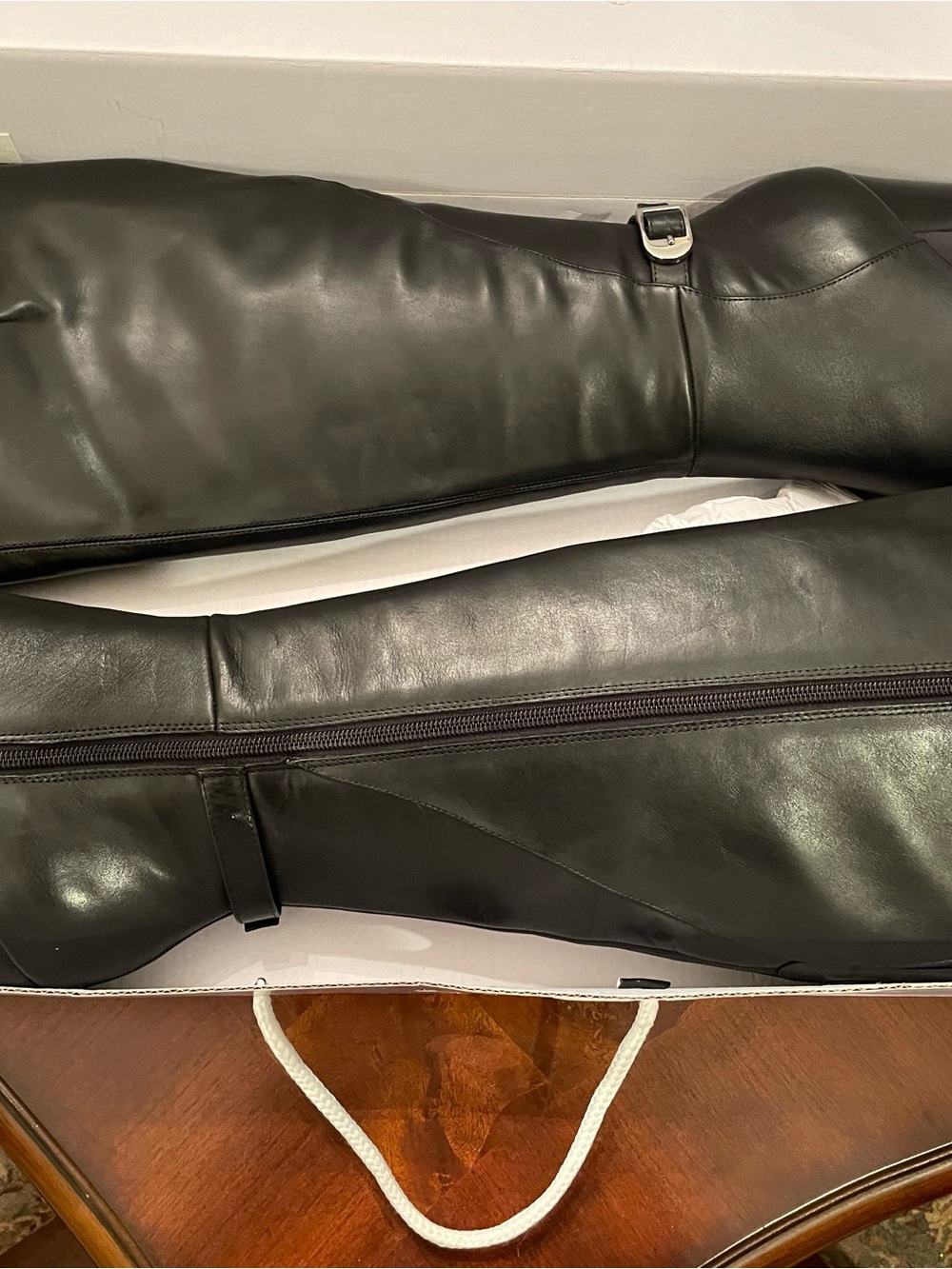 Marc Fisher Black Over-the-Knee Leather Heeled Boots